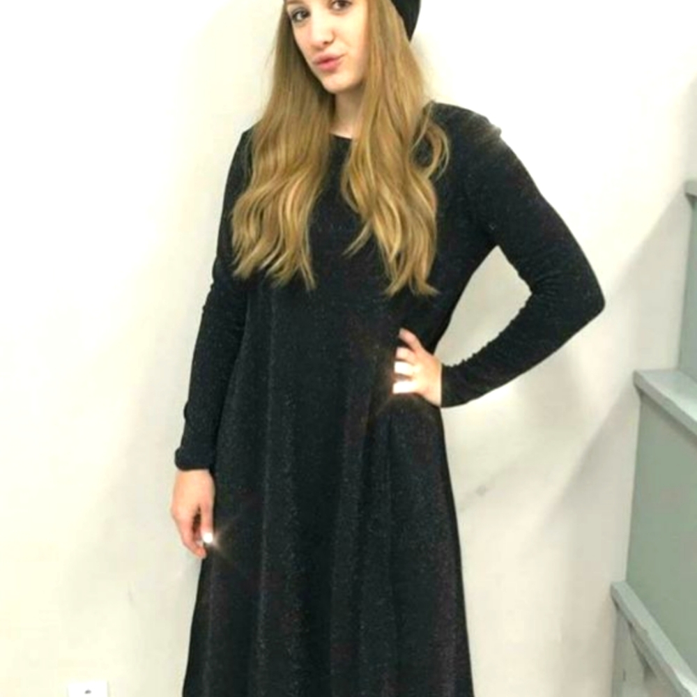 D_rama black shimmer A-line dress